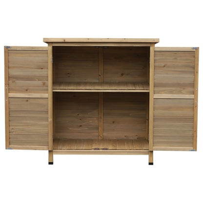 1.5 X 2.8 Ft. Fir Wood Slatted Door Garden Storage Cabinet - Furniture Gold