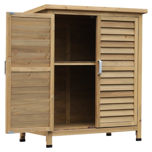 1.5 X 2.8 Ft. Fir Wood Slatted Door Garden Storage Cabinet - Furniture Gold