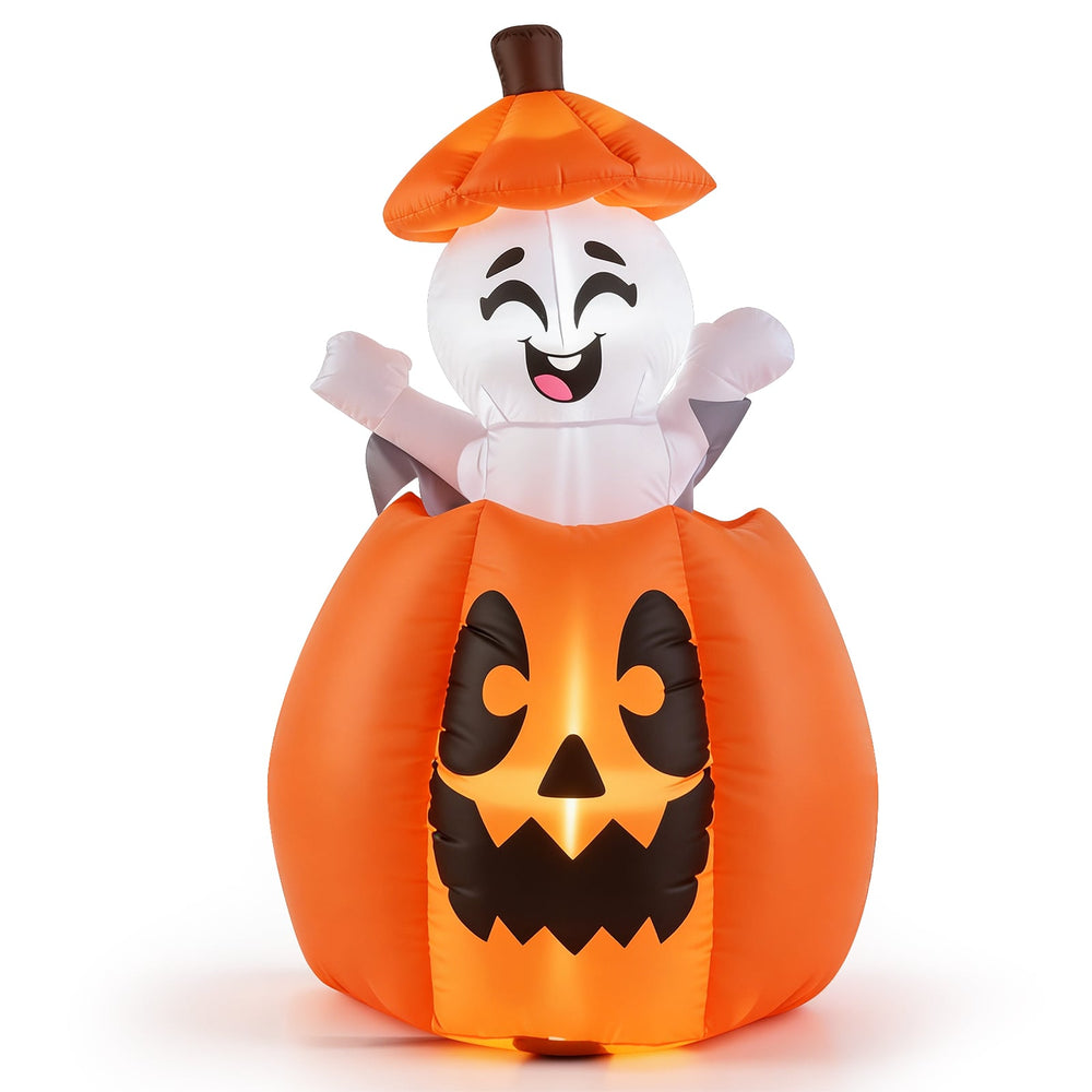 150 CM Animated Halloween Inflatable Pumpkin and Rising Ghost