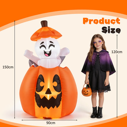 150 CM Animated Halloween Inflatable Pumpkin and Rising Ghost