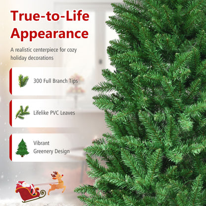 150 CM Artificial Christmas Tree with Wood Collar and 300 Full Branch Tips