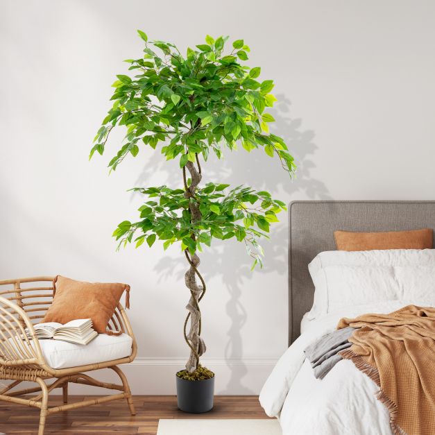 150 CM Artificial Ficus Tree Set of 2 Tall Indoor Plant with 882 Leaves