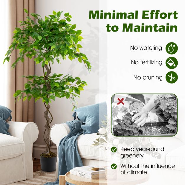150 CM Artificial Ficus Tree Set of 2 Tall Indoor Plant with 882 Leaves