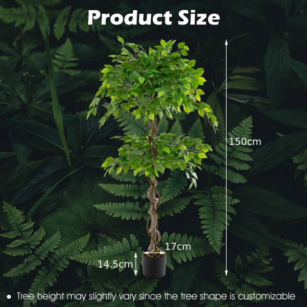 150 CM Artificial Ficus Tree Set of 2 Tall Indoor Plant with 882 Leaves