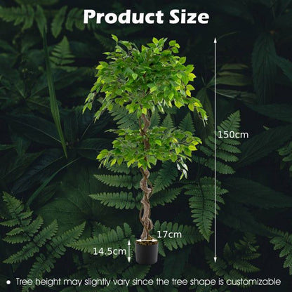 150 CM Artificial Ficus Tree Set of 2 Tall Indoor Plant with 882 Leaves