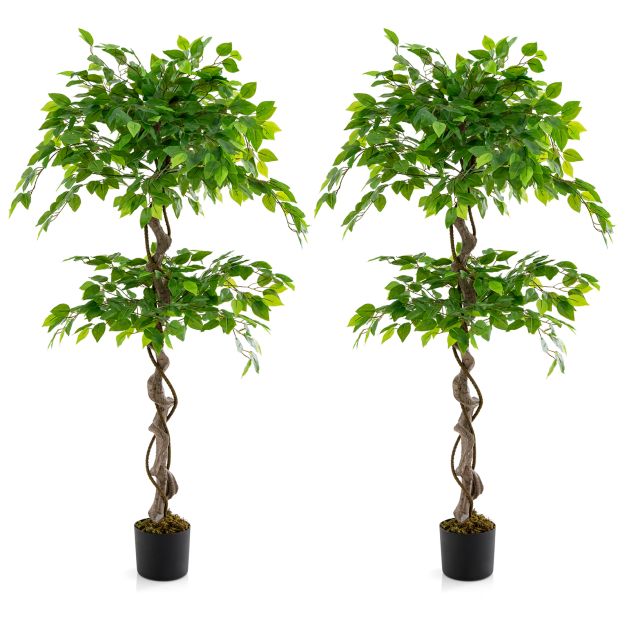 150 CM Artificial Ficus Tree Set of 2 Tall Indoor Plant with 882 Leaves