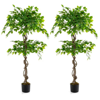 150 CM Artificial Ficus Tree Set of 2 Tall Indoor Plant with 882 Leaves