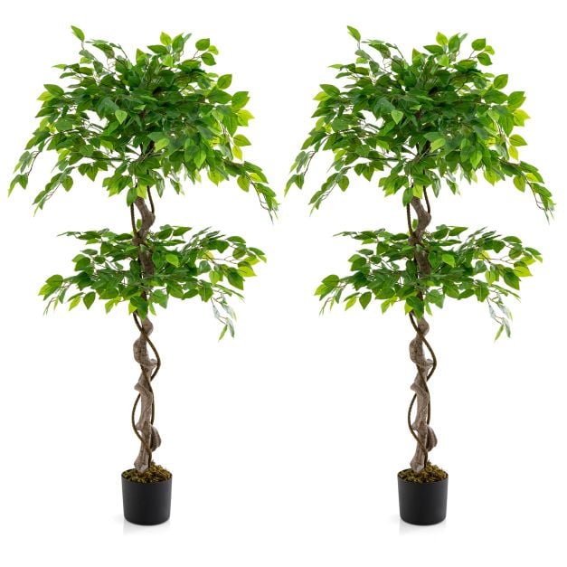 150 CM Artificial Ficus Tree Set of 2 Tall Indoor Plant with 882 Leaves