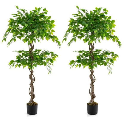 150 CM Artificial Ficus Tree Set of 2 Tall Indoor Plant with 882 Leaves