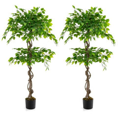 150 CM Artificial Ficus Tree Set of 2 Tall Indoor Plant with 882 Leaves
