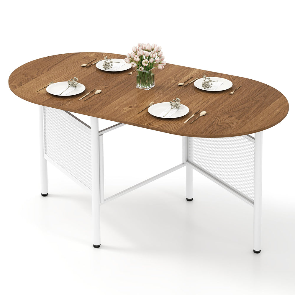 150 CM Folding Dining Table for 6-8 People with Metal Legs-Natural
