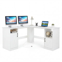 150 CM L Shaped Executive Desk with Charging Station-White