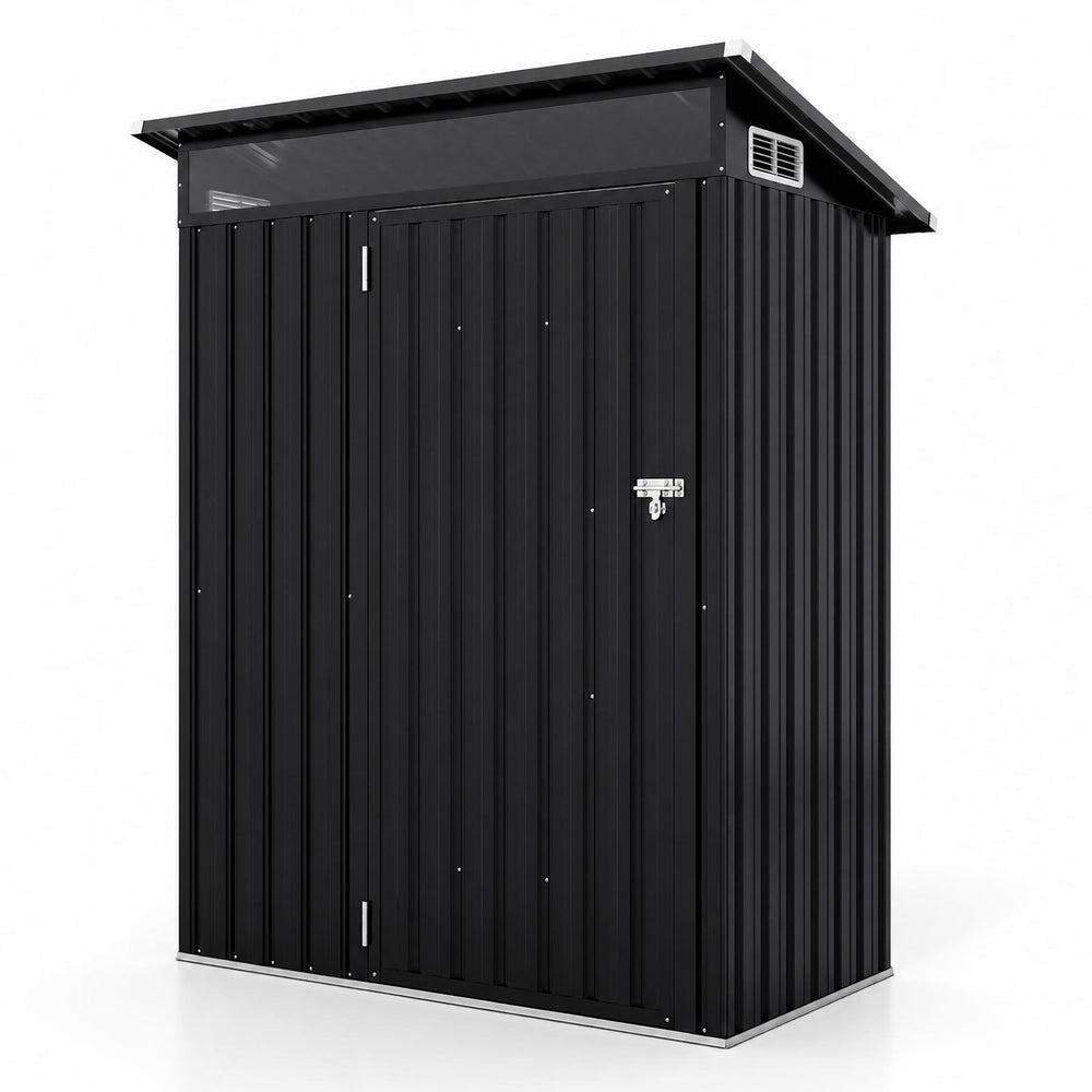 150 x 89 x 185 CM Outdoor Storage Shed with Lockable Door and Sloping Roof-Dark Grey