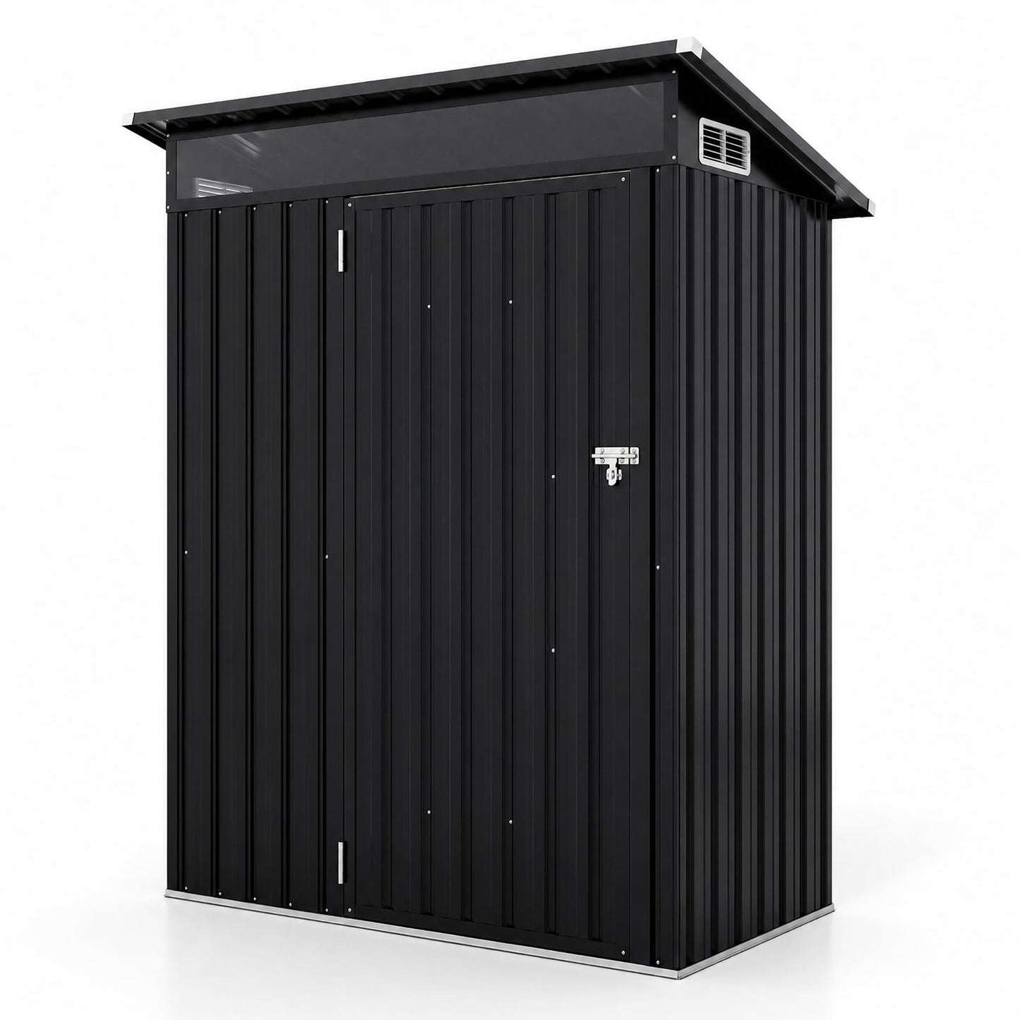 150 x 89 x 185 CM Outdoor Storage Shed with Lockable Door and Sloping Roof-Dark Grey
