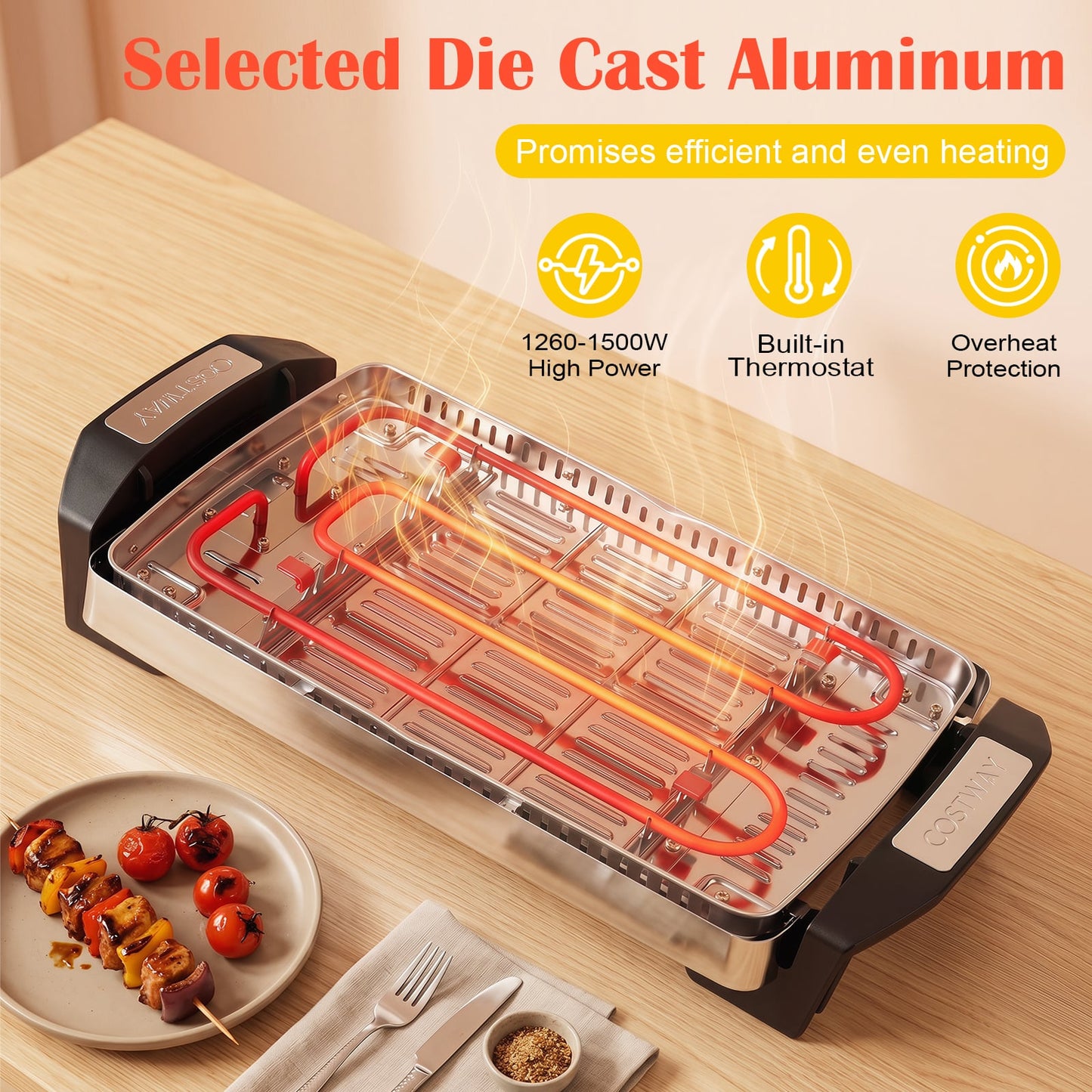 1500W Electric Reversible Grill with Nonstick Cooking Surface