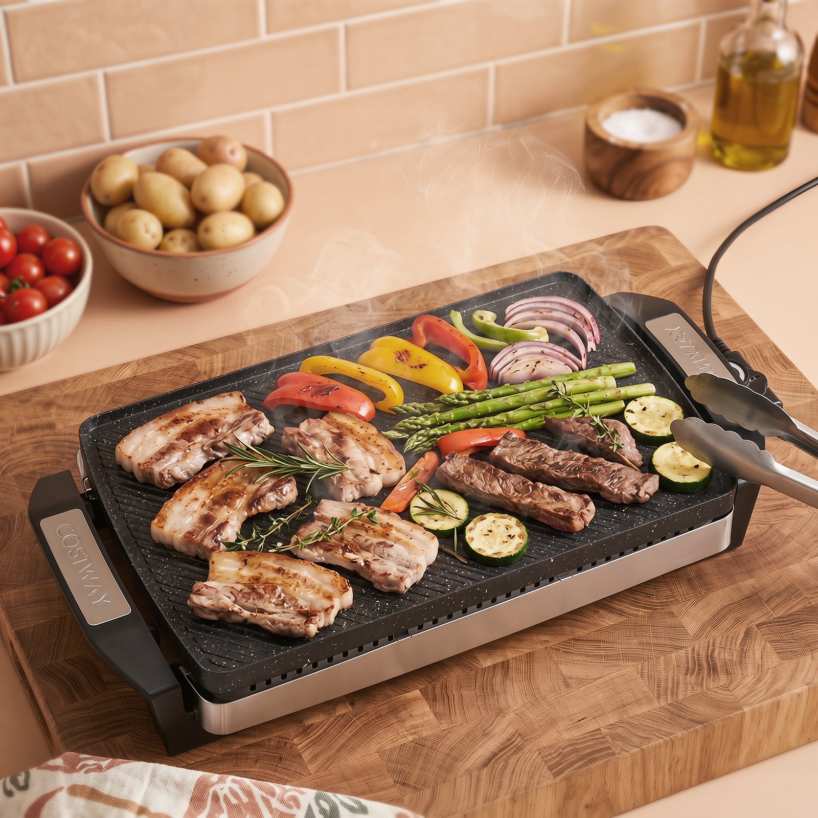 1500W Electric Reversible Grill with Nonstick Cooking Surface
