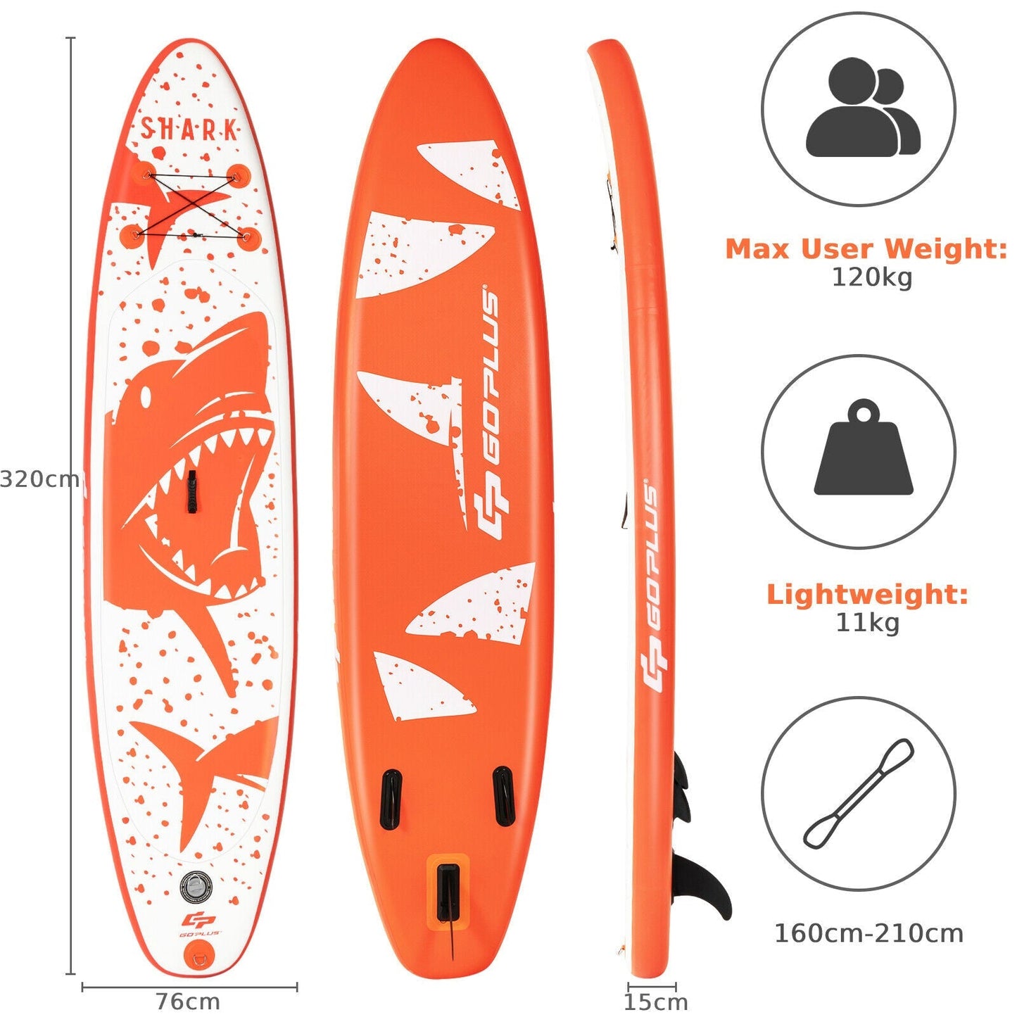 10.5FT Inflatable Stand Up Paddle Board SUP Non-Slip Deck