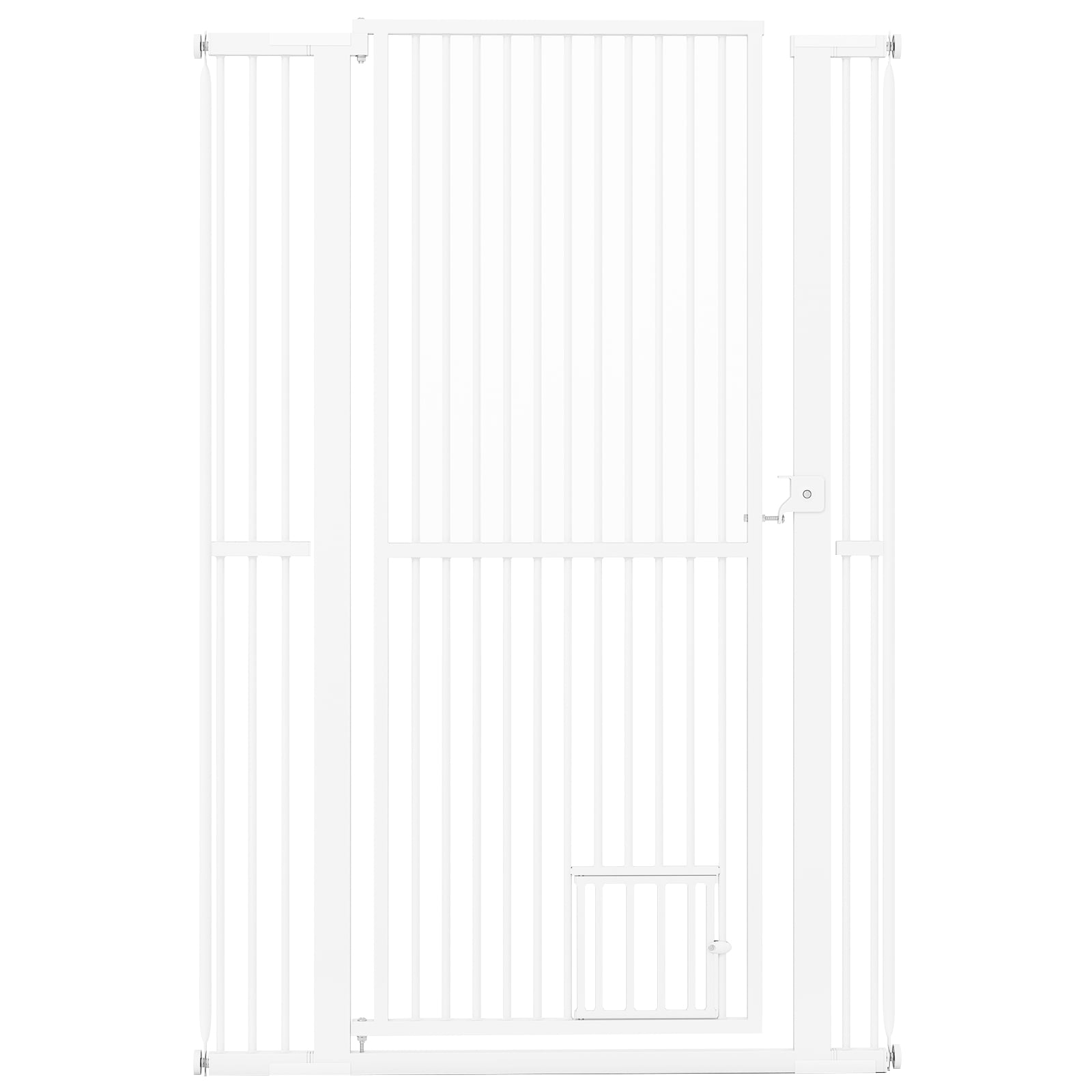 150CM Extra Tall Pet Gate Heavy-Duty Metal Easy Walk Through Gate-White