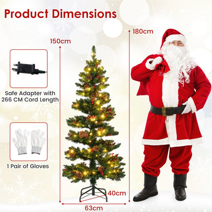 150 CM Pre-Lit Artificial Christmas Tree Spiral Holiday Tree with 448 Branch Tips-1.5 M