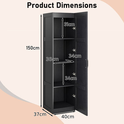 150 cm Tall 4-Tier Freestanding Storage Floor Cabinet-Black