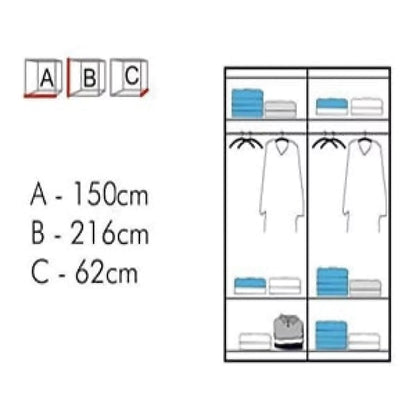 Caledonia Sliding Door Mirror Wardrobe - White, Grey, Black or 150cm and 203cm