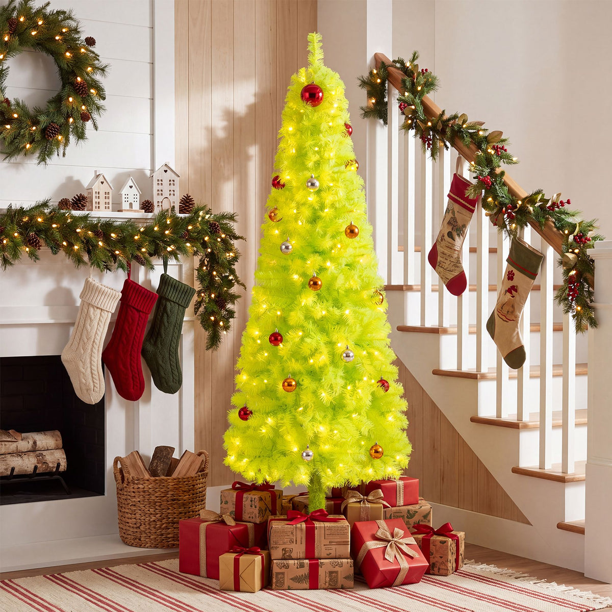 150cm Pre-Lit Whimsical Christmas Tree with Bendable Crooked Top and Warm White LED Lights