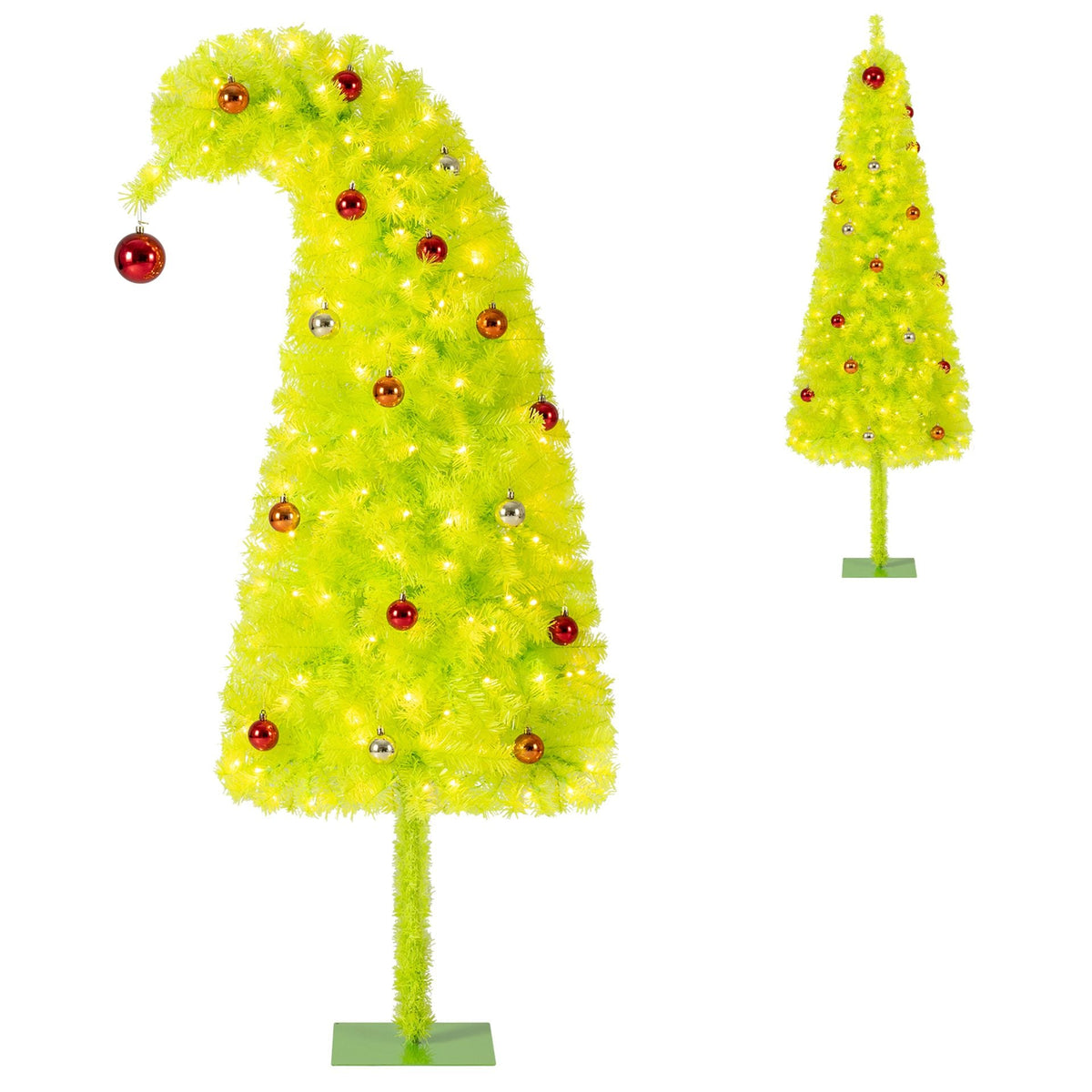 150cm Pre-Lit Whimsical Christmas Tree with Bendable Crooked Top and Warm White LED Lights