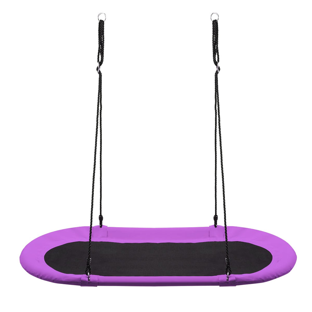 150 cm Oval Swing with Height-Adjustable Rope for Outdoor Indoor-Purple