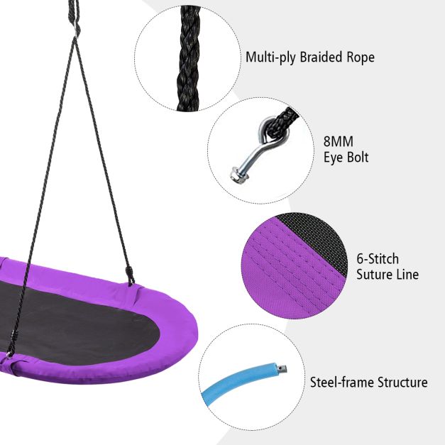 60 Inch Saucer Surf Outdoor Adjustable Swing Set-Purple