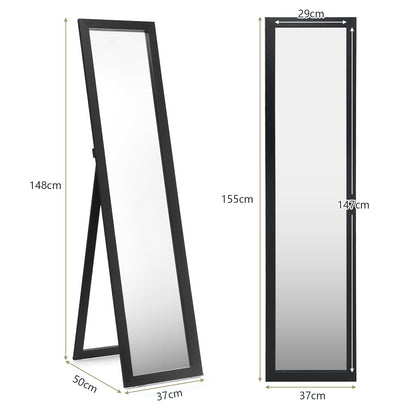 153 x 37 cm Wooden Frame Rectangle Full Length Mirror-Black