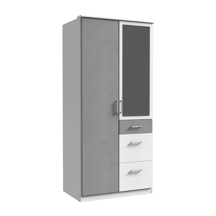 Wardrobe COMODO 2 Door Wardrobe White and Grey 90cm