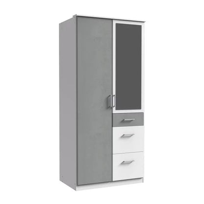 Wardrobe COMODO 2 Door Wardrobe White and Grey 90cm