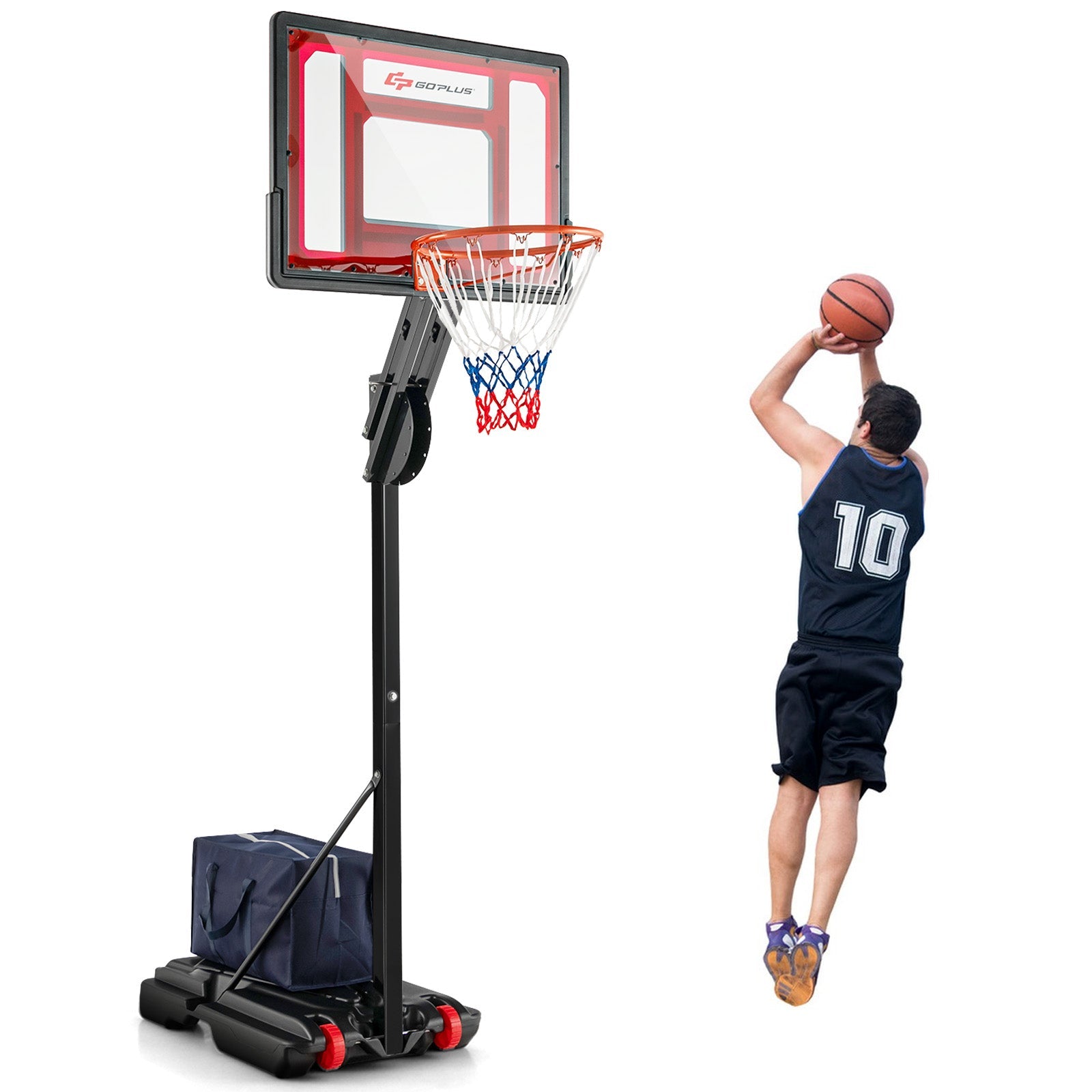 1.55-3.1M Height Adjustable Basketball Hoop with Wheels - Furniture Gold