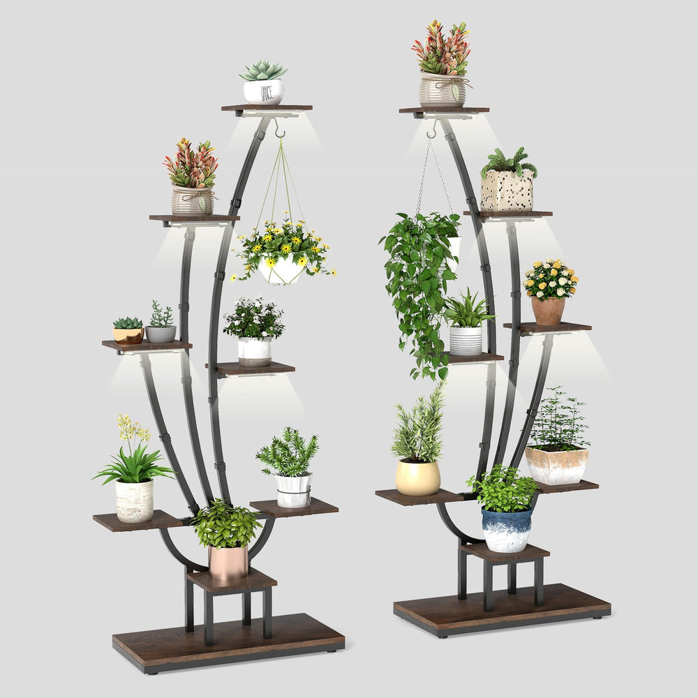 155CM Tall 8-Tier Corner Metal Plant Shelf for Multiple Plants-Brown