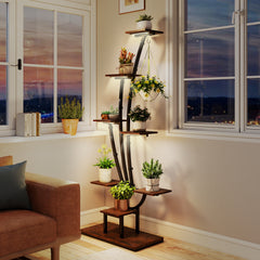 155CM Tall 8-Tier Corner Metal Plant Shelf for Multiple Plants-Brown