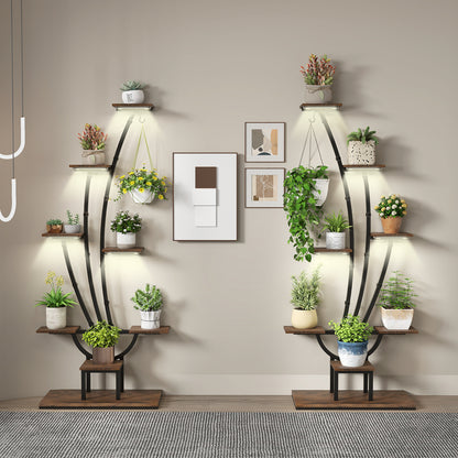 155CM Tall 8-Tier Corner Metal Plant Shelf for Multiple Plants-Brown