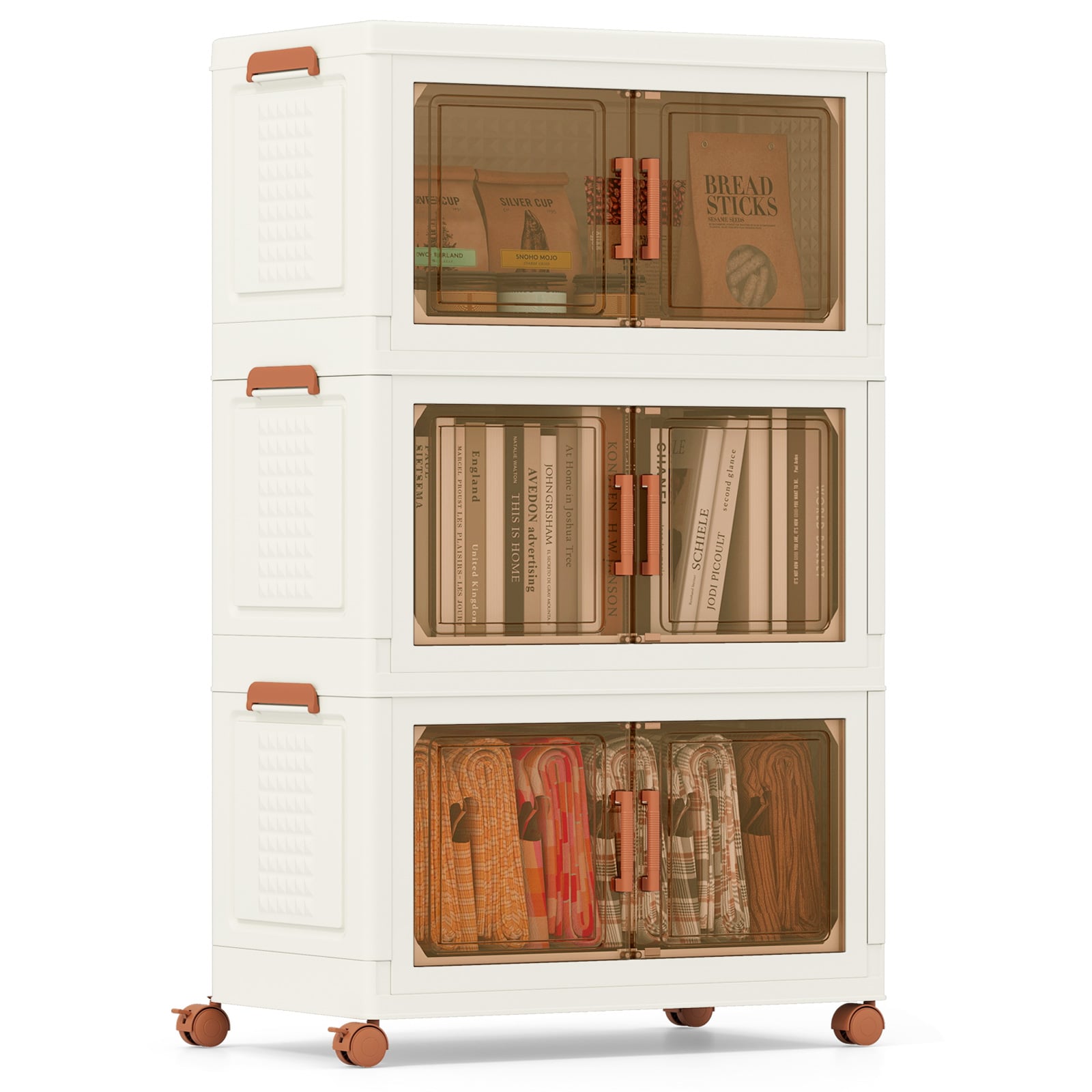156L Stackable Plastic Collapsible Storage Bins with Lids