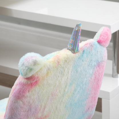 Vinsetto Fluffy Unicorn Office Chair with Swivel Wheel, Cute Desk Chair, Rainbow