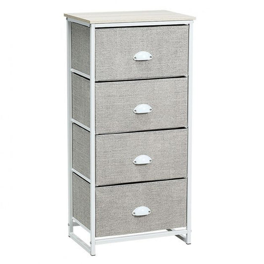 Chest Storage Tower Side Table Display Storage with 4 Drawers-Gray