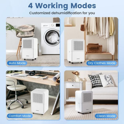 15 L Dehumidifier for Home with 4 Modes and 24H Timer-White