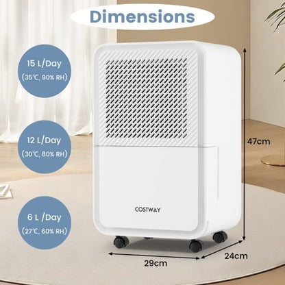15 L Dehumidifier for Home with 4 Modes and 24H Timer-White