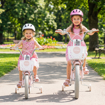 16 Inch Girls Bike with Basket for 4-7 Years Retro Series Sakura Pink
