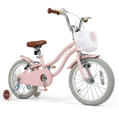 16 Inch Girls Bike with Basket for 4-7 Years Retro Series Sakura Pink