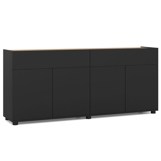 160 cm Buffet Cabinet with Push-to-Open Doors & 2 Drawers for Dining Room-Black