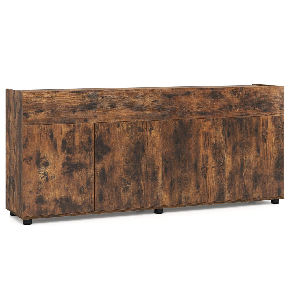 160 cm Buffet Cabinet with Push-to-Open Doors & 2 Drawers for Dining Room-Rustic Brown