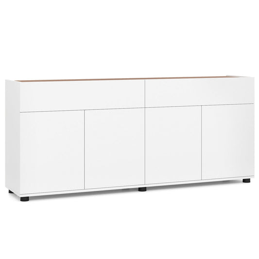 160 cm Buffet Cabinet with Push-to-Open Doors & 2 Drawers for Dining Room-White