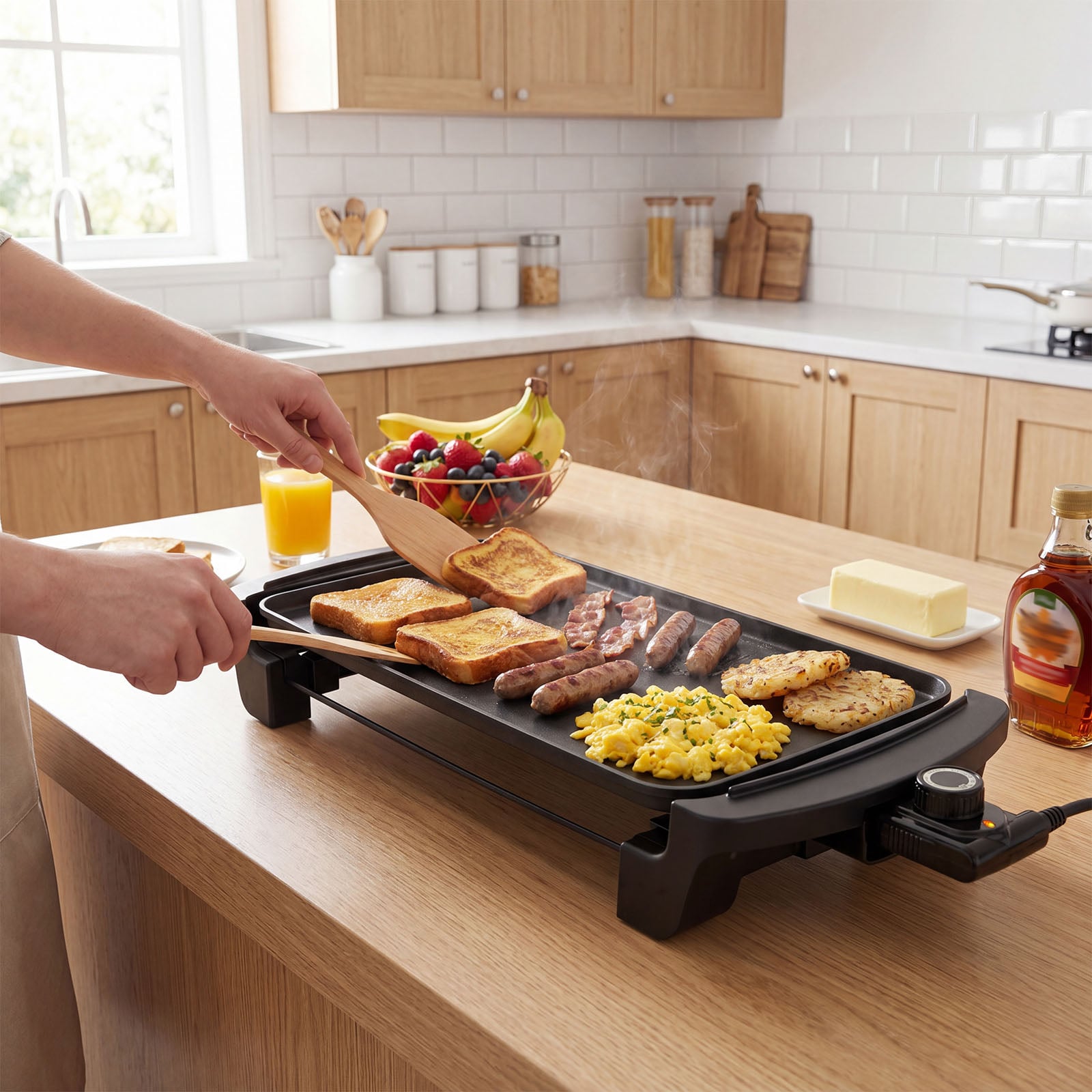 1600W Electric Flat Top Grill with Nonstick Cooking Surface