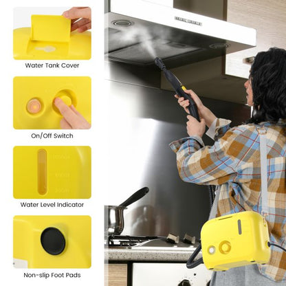 1600W Portable Steam Cleaner with 1L Water Tank-Yellow