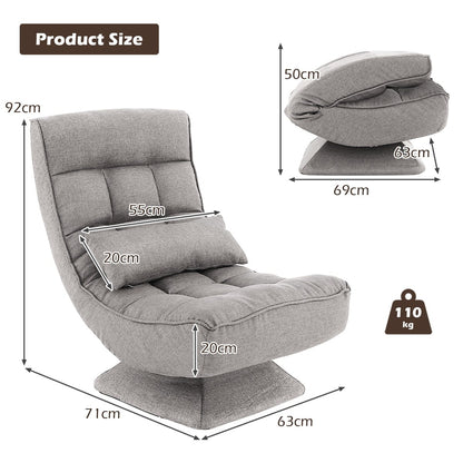 4-Position Adjustable Floor Chair with Swivel Base-Grey