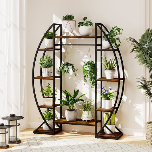 160CM Tall Indoor Plant Stand with Grow Lights-Coffee